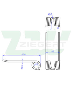 Alternative view of Palec sprężysty podbieracza pasuje do prasy Deutz-Fahr (ad1, 6296285, 06572888N, 1.1417.160.122.00)